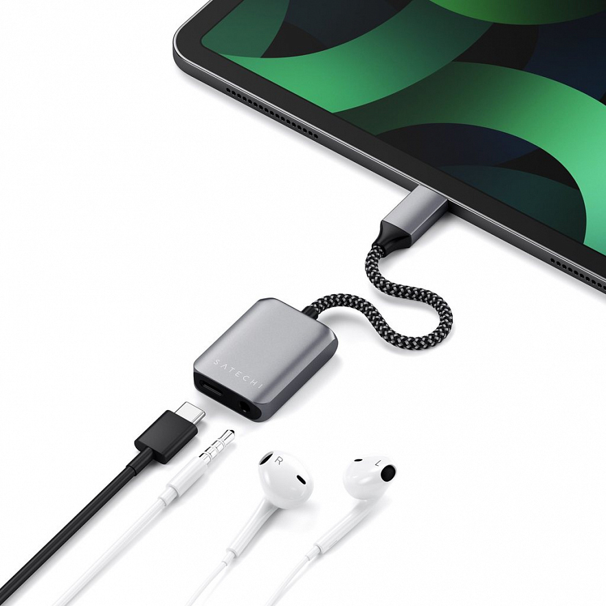 Переходник Satechi Aluminum USB-C PD Audio Adapter серый космос (ST-UCAPDAM)