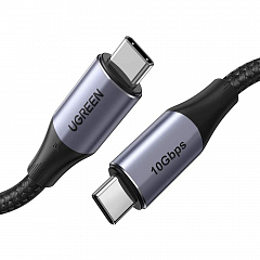 Кабель UGREEN US355 (80150) USB-C 3.1 M/M Gen2 5A Cable With Braided 1m черный