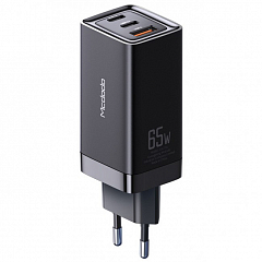 Сетевое зарядное устройство Mcdodo GaN Mini Fast Charger 2 x USB-C + USB-A 65W чёрное (CH-7921)