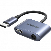 Переходник Ugreen CM231 USB-C to 3.5mm Audio Adapter with PD серый (60164) 