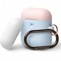 Чехол Elago A2 Wireless Silicone Duo Hang Case для AirPods 2Gn голубой Pastel Blue (белая/розовая крышки)