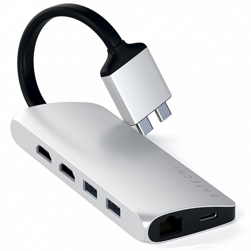 Мульти хаб Satechi Type-C Dual Multimedia Adapter серебристый (ST-TCDMMAS)