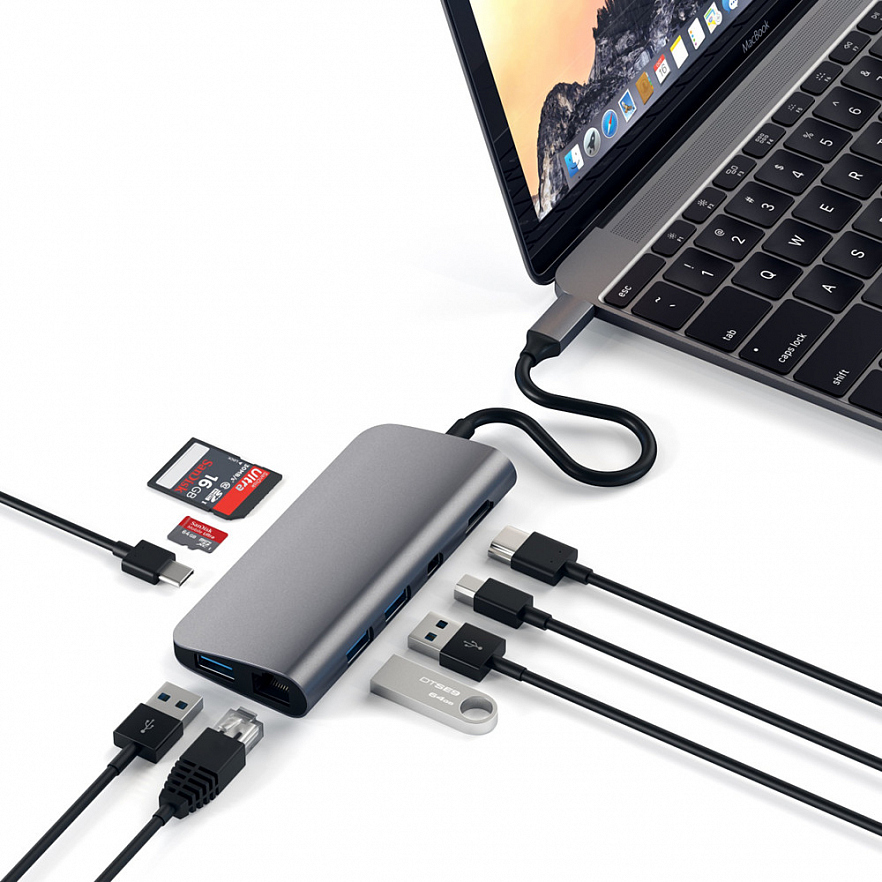 Мульти Хаб Satechi Aluminum Type-C Multimedia Adapter серый космос (ST-TCMM8PAM)