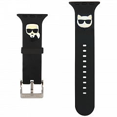 Ремешок CG Mobile Lagerfeld Silicone Karl and Choupette Heads для Apple Watch 42/44/45 мм чёрный