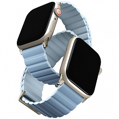 Uniq для Apple Watch 41/40/38 mm ремешок Revix Premium Ed. Leather/Silicone Arctic/Soft Blue