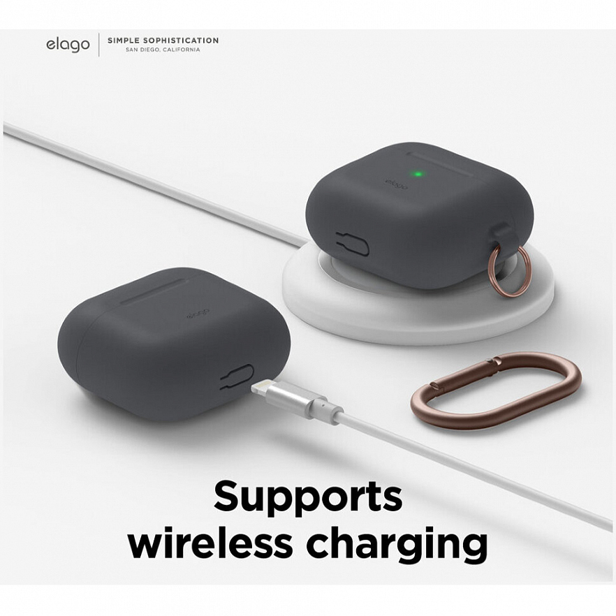 Чехол Elago Silicone Hang Case для AirPods 3 тёмно-серый (Dark Grey) 