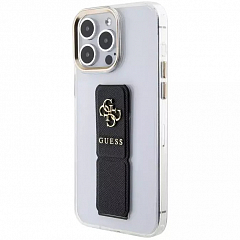 Чехол CG Mobile Guess Grip Stand Clear Case 4G Logo для iPhone 15 Pro Max прозрачный / чёрный