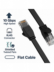 Кабель сетевой UGREEN NW102 (50176) Cat 6 - U/UTP - 5м плоский  черный