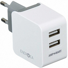 Сетевое зарядное устройство EnergEA Ampcharge 2 USB белое