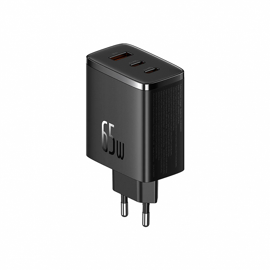 Сетевое зарядное устройство Baseus Cube Pro 3 Ports Fast Charger USB + 2 x USB-C 65W чёрное (P10152301113-00)