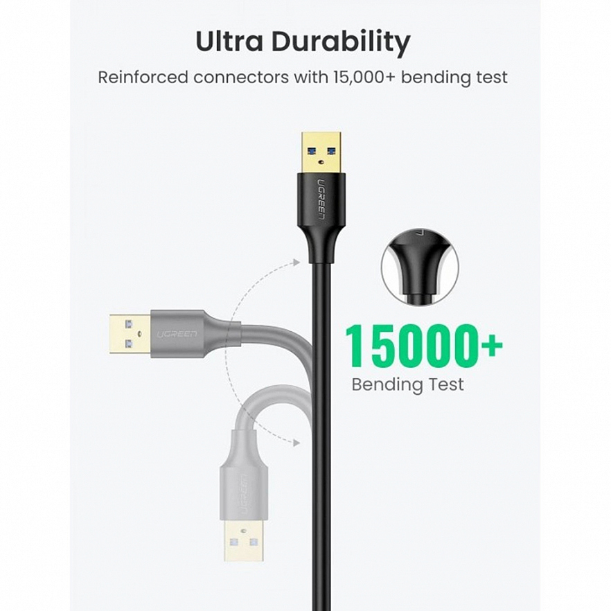 Кабель Ugreen US129 USB-A (male) - USB-A (female) (1 метр) чёрный (10368)