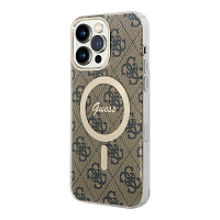 Чехол Guess PC/TPU 4G Hard для iPhone 15 Pro Brown/Gold (MagSafe)