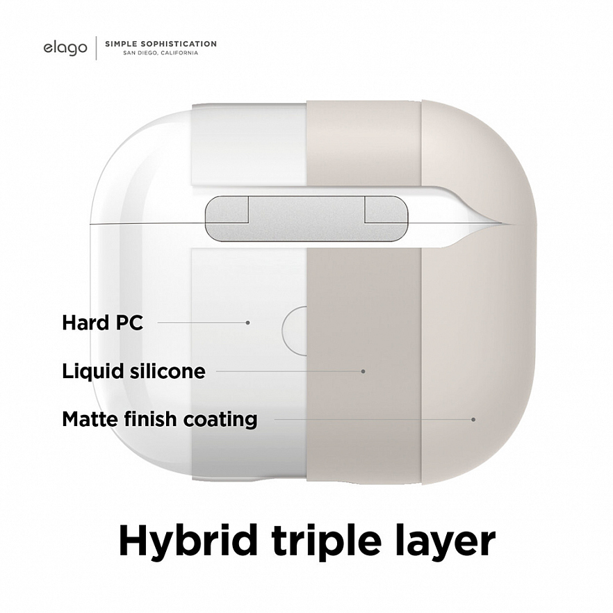Чехол Elago Liquid Hybrid Basic Case для AirPods 3 бежевый (Stone)