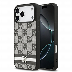 Чехол DKNY PU Checkered Printed stripes для iPhone 17 Pro Max черный