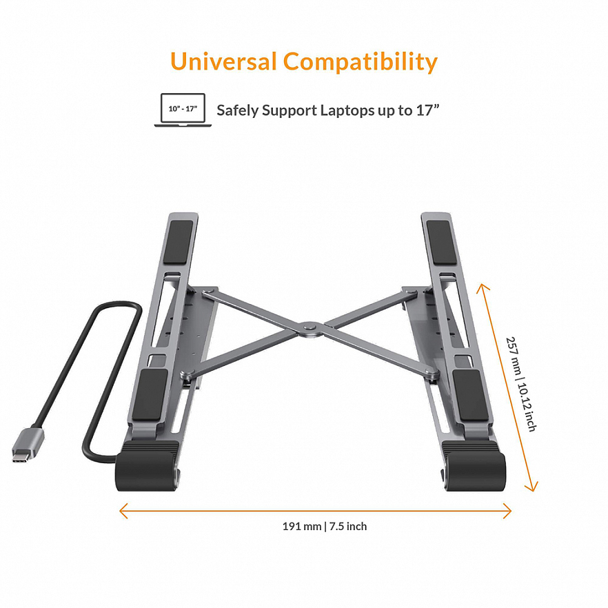 Мульти хаб с функцией подставки для ноутбука HyperDrive 7-in-1 USB-C Hub Stand серебристый (HD71HS) 