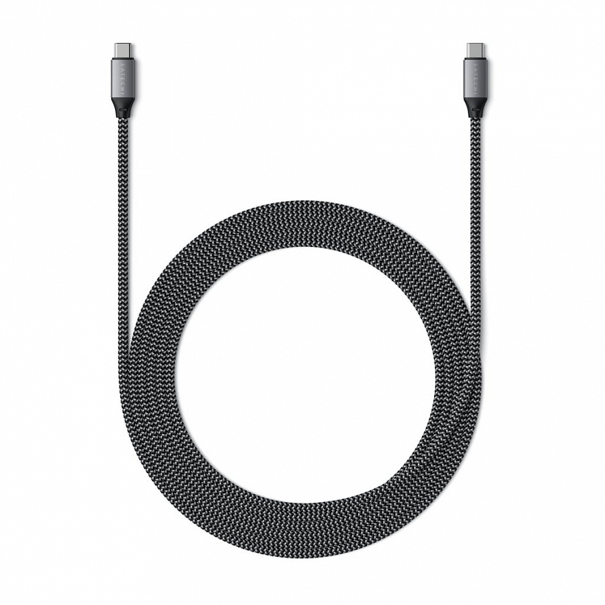 Кабель Satechi USB-C to USB-C 100W (2 метра) для зарядки чёрный (ST-TCC2MM) 