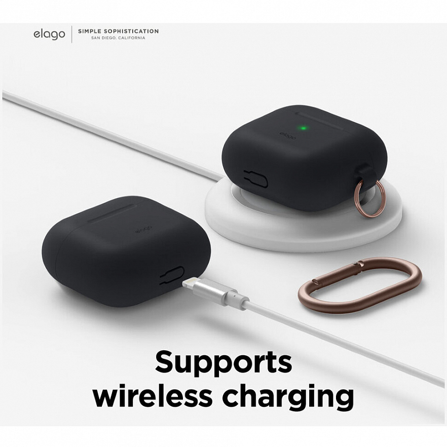 Чехол Elago Silicone Hang Case для AirPods 3 чёрный (Black)