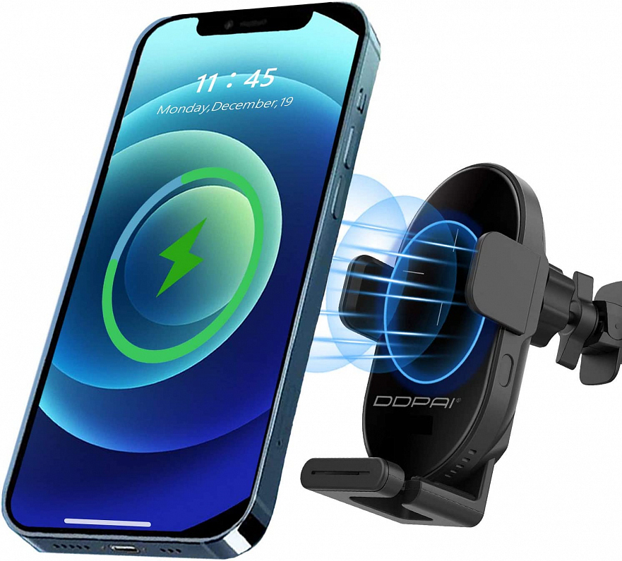 Держатель автомобильный DDPAI Wireless Car Charger 15 Вт с электроприводом и с функцией беcпроводной зарядки чёрный