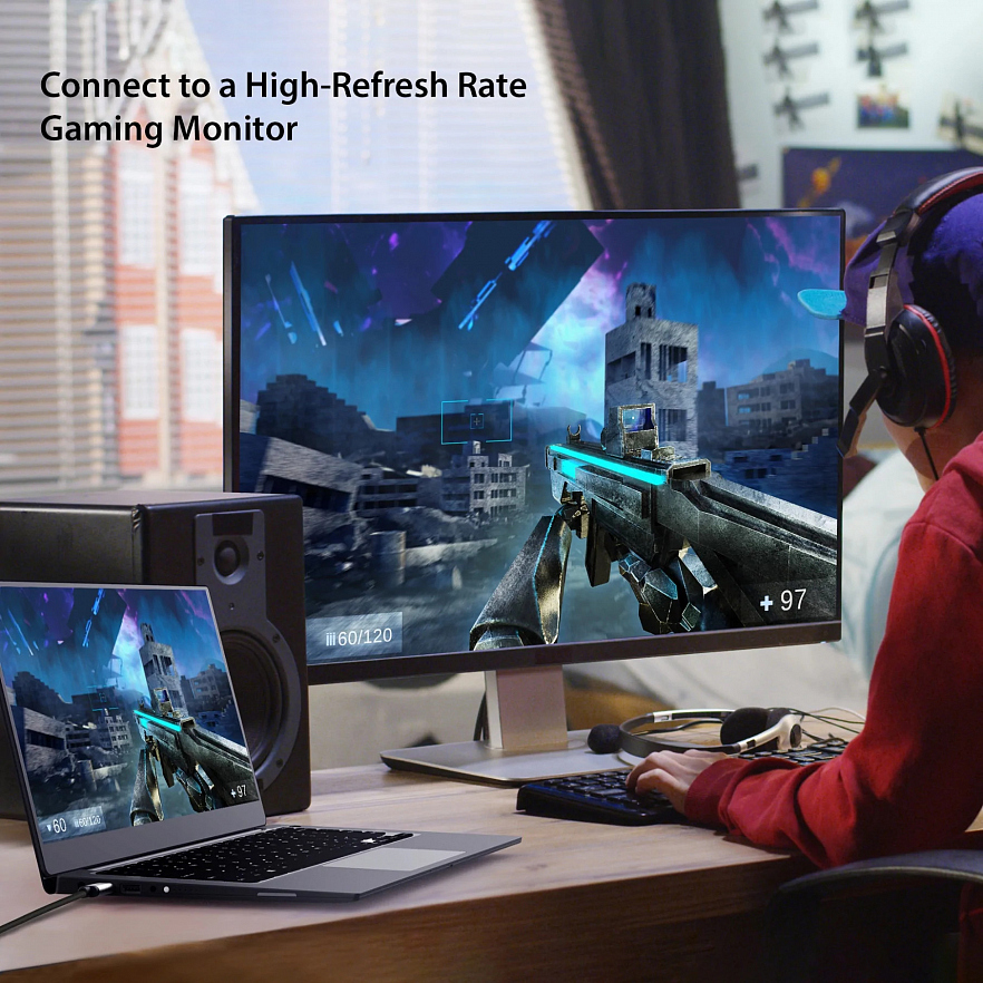 Кабель j5create USB-C® to HDMI™ 2.1 8K Cable (1.8 метра) серый/чёрный (JCC157)