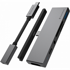 Хаб SwitchEasy SwitchDrive 6 in 1 USB-C Cable HUB USB Type-C / mini jack 3.5 мм / MicroSD / SD / USB / HDMI серый космос (GS-109-229-253-101)