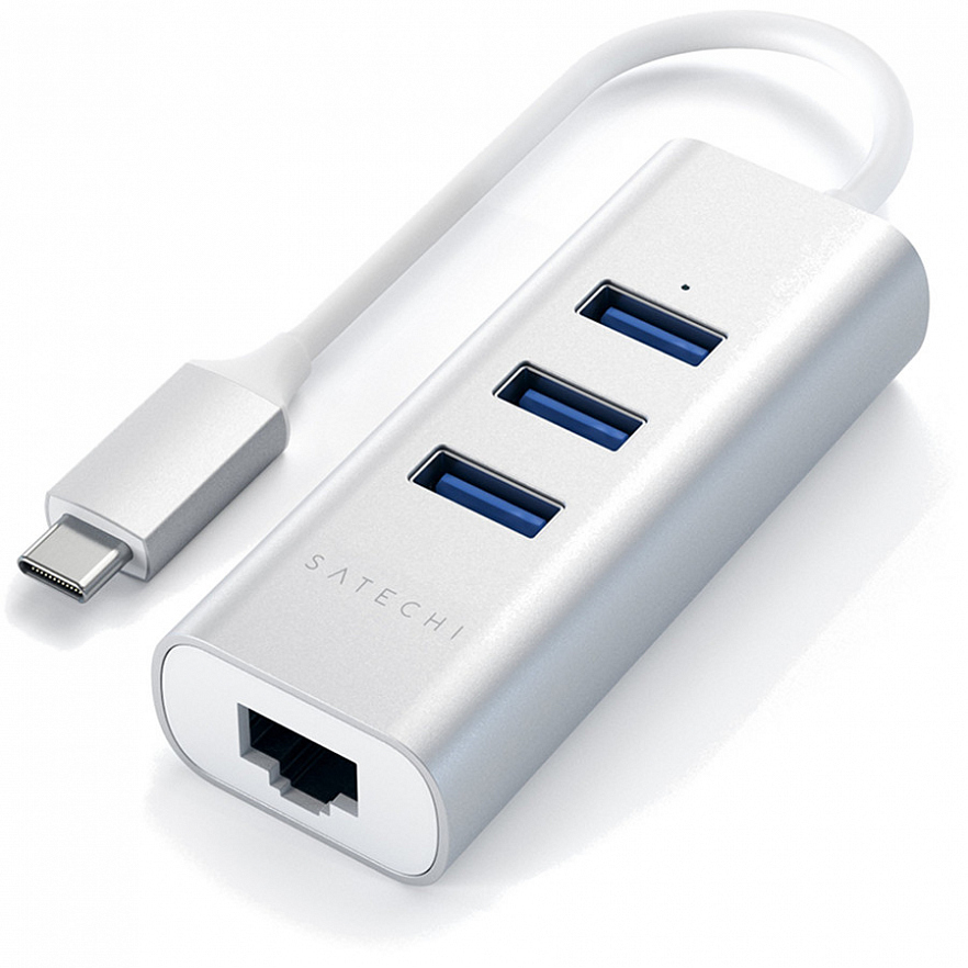 Переходник Satechi Type-C 2-in-1 USB 3.0 & Ethernet Aluminium Hub серебристый (ST-TC2N1USB31AS)
