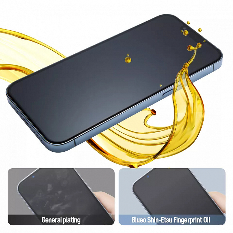 Защитное стекло BlueO AR Anti-reflective для iPhone 15 Pro Black ультра-прозрачное с чёрной рамкой