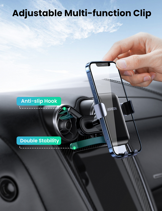 Автомобильный держатель Ugreen LP274 (30401) Gravity Phone Holder for Round Air Vent в воздуховод серый