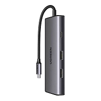Хаб UGREEN CM498 (15531) USB-C To HDMI+2*USB 3.2 A+ USB-C 3.2+SD/TF+PD Converter. Цвет: серый