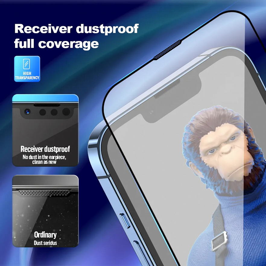 Защитное стекло BlueO Corning Gorilla 2.5D USA Anti-Static для iPhone 15 Pro Black с чёрной рамкой