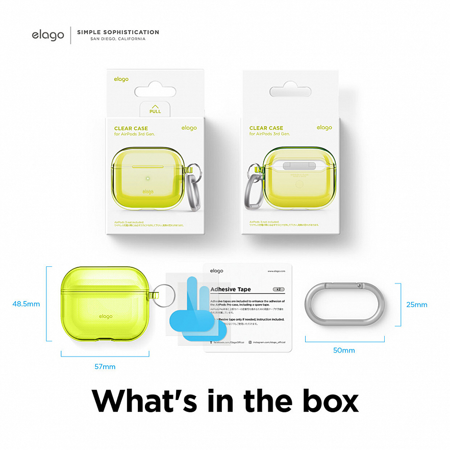 Чехол Elago Clear Case для AirPods 3 жёлтый (Neon Yellow)