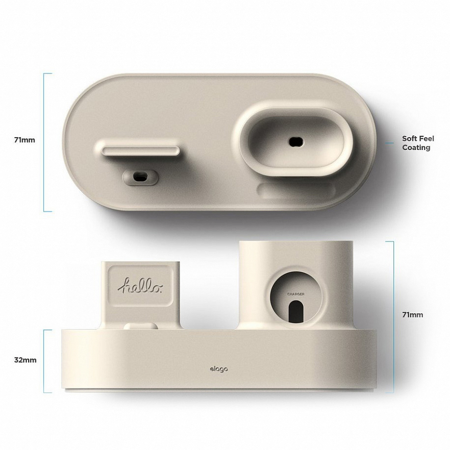 Док-станция Elago Charging Hub 3 in 1 для iPhone / Apple Watch / AirPods белая (Classic White)