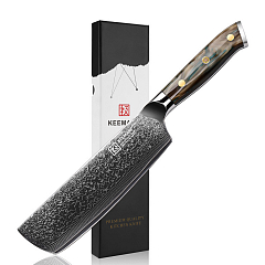 Нож из дамасской стали для овощей и мяса Keemake CR-1 бежевый