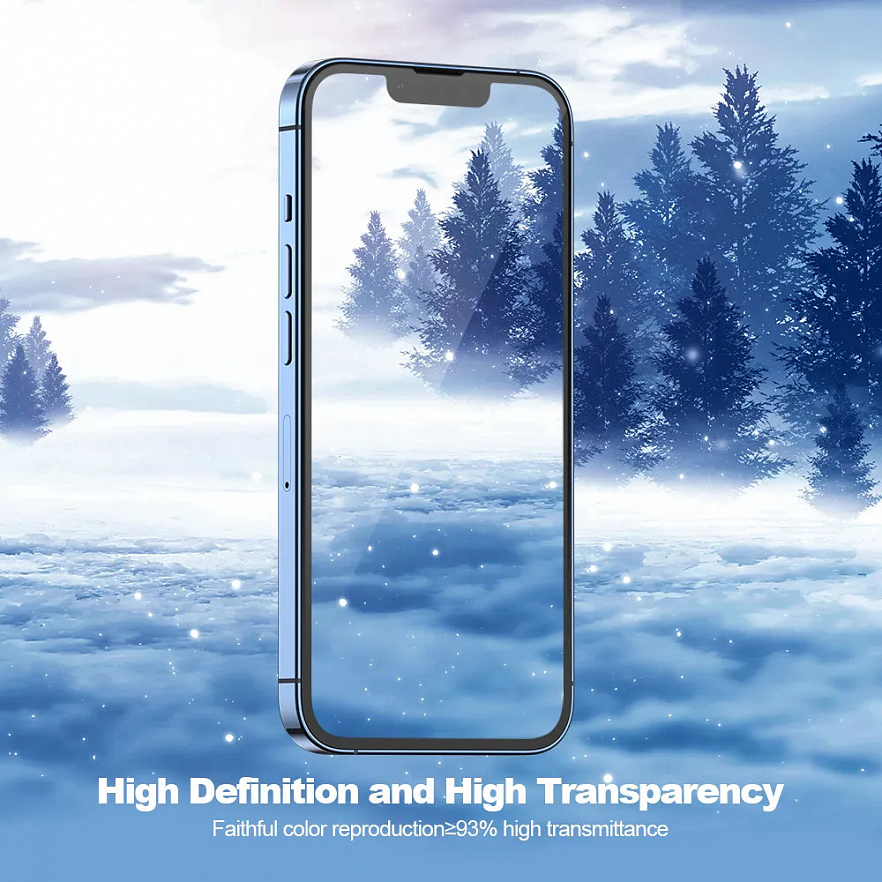 Защитное стекло BlueO Corning Gorilla 2.5D USA Anti-Static для iPhone 15 Pro Max Black с чёрной рамкой