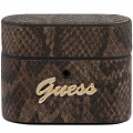 Чехол Guess Python PU Leather Case Metal Logo для AirPods Pro коричневый