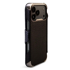Чехол-книжка Vaja для iPhone 17 Pro Max Buckler черный c металлом (гладкие углы)