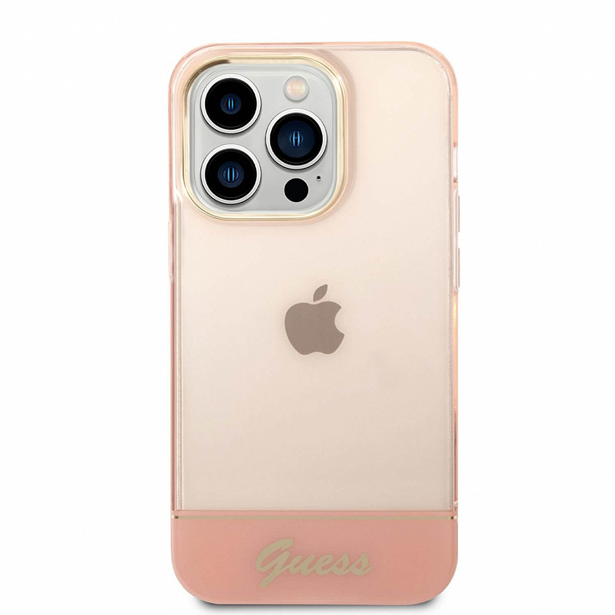 Чехол CG Mobile Guess Camera Outline Translucent для iPhone 14 Pro розовый