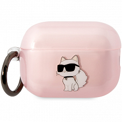 Чехол CG Mobile Karl Lagerfeld TPU with ring NFT Choupette для Airpods Pro 2 (2022) розовый (Translucent Pink)