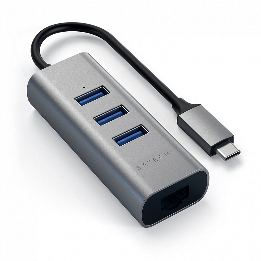 Переходник Satechi Type-C 2-in-1 USB 3.0 & Ethernet Aluminium Hub серый космос (ST-TC2N1USB31AM)