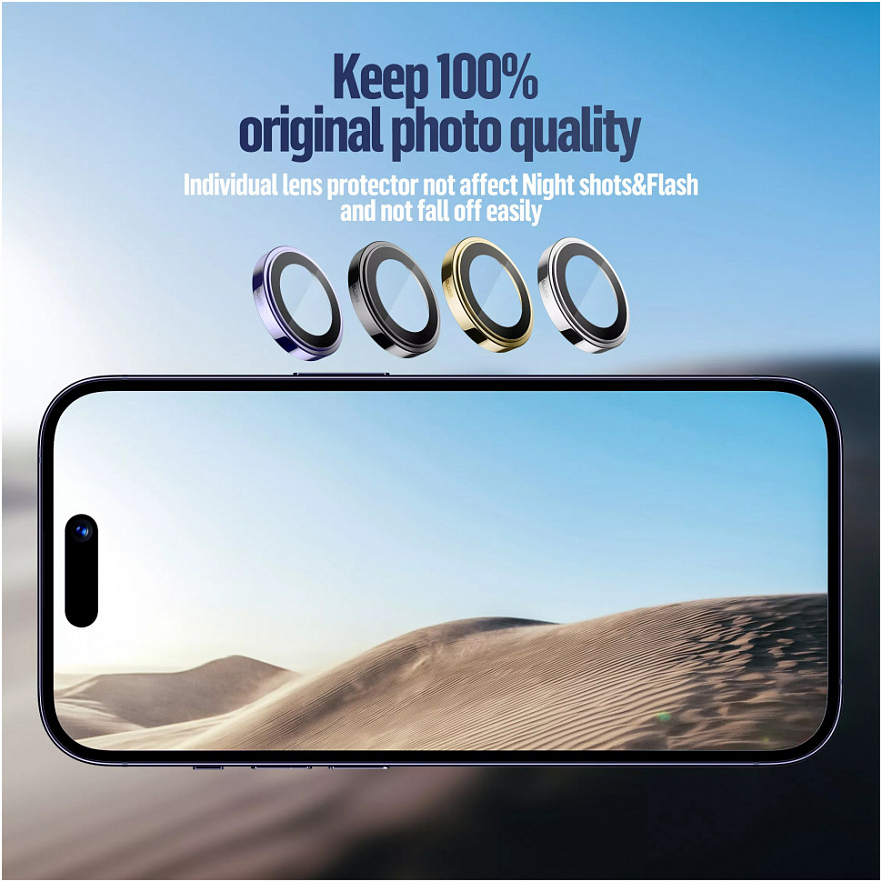 Защитное стекло Blueo Camera Lens PVD stainless steel для камеры iPhone 14 Pro/14 Pro Max фиолетовое (3 шт+install)