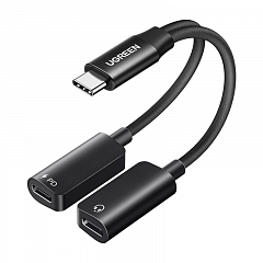 Аудиоадаптер UGREEN CM821 (45800) 2 в 1 USB-C to 2xUSB-C черный