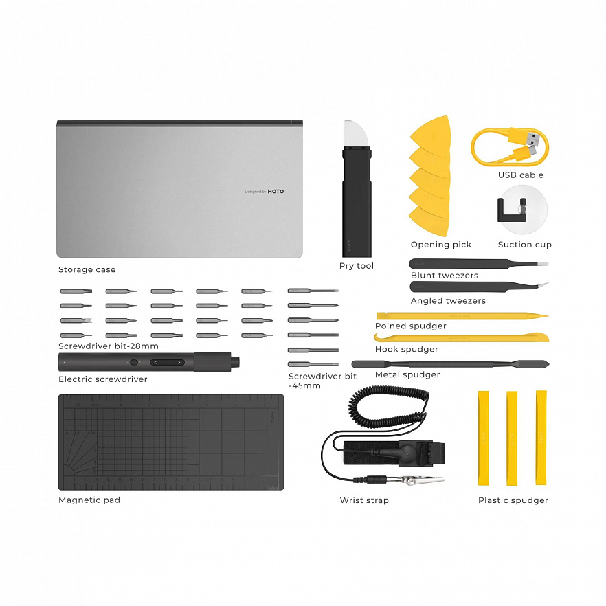 Набор инструментов для точных работ HOTO Precision Screwdriver Kit Pro чёрный