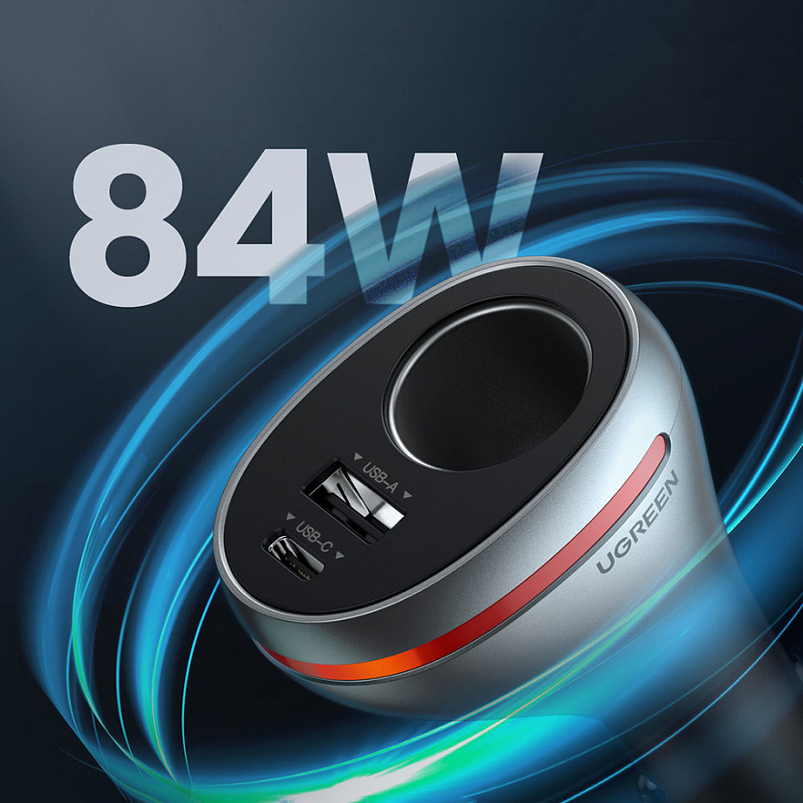 Автомобильное зарядное устройство Ugreen CD204 USB + USB-C Car Charger с разъемом для прикуривателя (60712)
