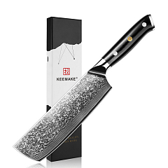 Нож из дамасской стали для овощей и мяса Keemake C-2 черный