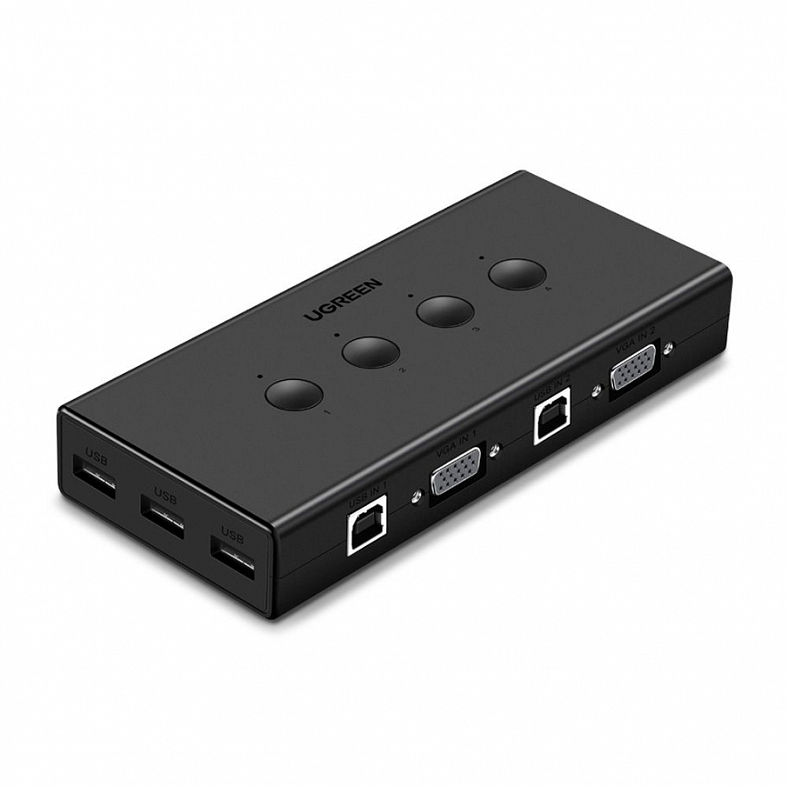 Свитч Ugreen CM154 (50280) 4-Port VGA/USB KVM Switch Box чёрный