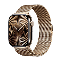 Умные часы Apple Watch Series 10 42 мм, GPS + Cellular, титан золотистый, миланский ремешок золотистый M/L