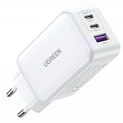 Сетевое зарядное устройство UGREEN CD244 (15334) Nexode USB-A+2*USB-C 65W GaN Tech Fast Charger EU белое