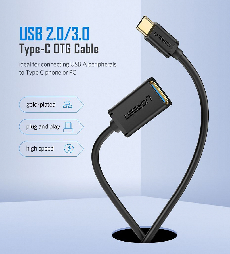 Адаптер UGREEN US154 (30702) USB-C Male to USB 3.0 A Female Cable белый
