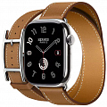 Умные часы Apple Watch Series 10 Hermes 46 мм, двойной кожаный ремешок с пряжкой коричневого цвета