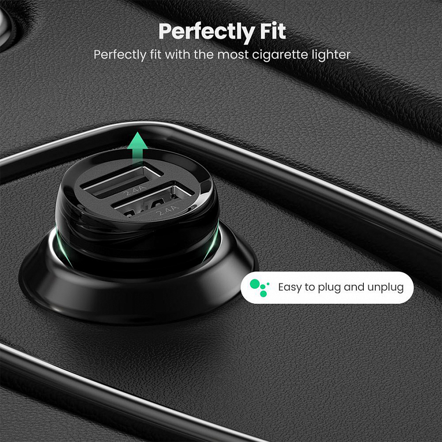 Автомобильное зарядное устройство Ugreen ED018 Dual USB-A 24W Car Charger (50875)