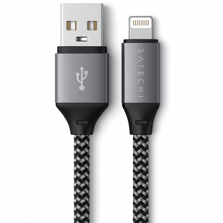 Кабель Satechi USB-A to Lightning Cable (0.25 метра) серый (ST-TAL10M)